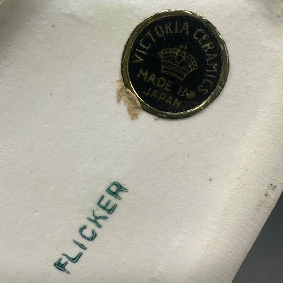 Vintage Flicker Bird Figurine Victoria Ceramics Japan Flowers Mid Century - Picture 7 of 10